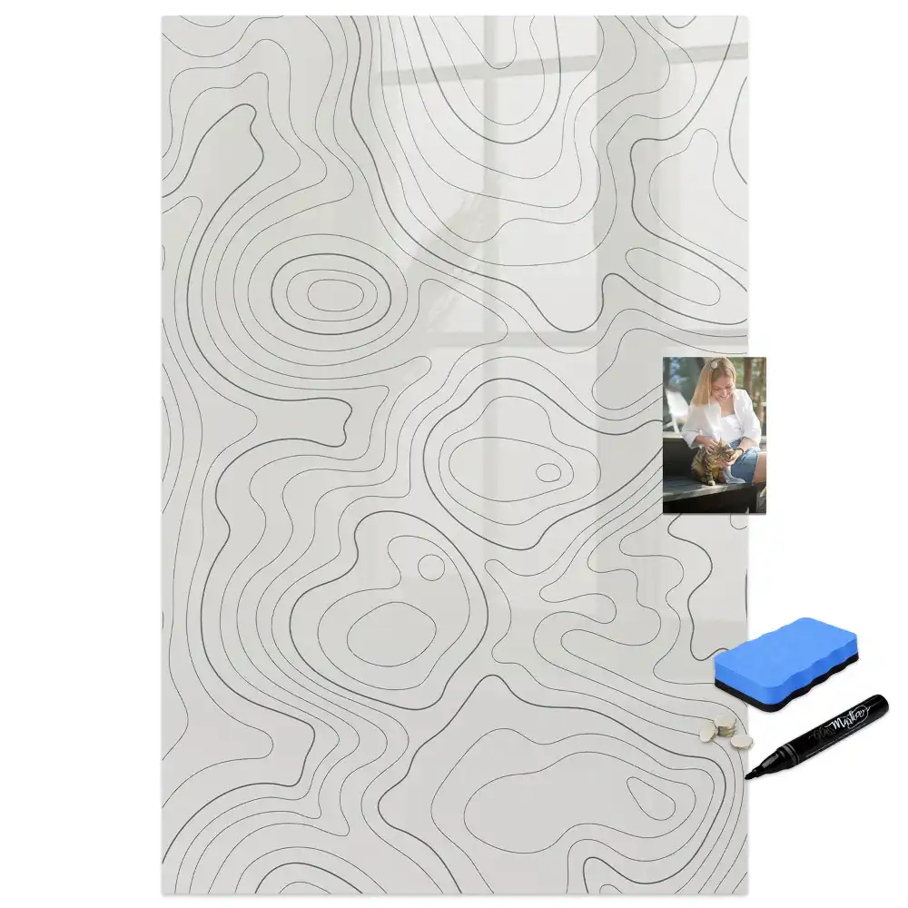 Tablă magnetică cu linii abstracte pentru scris