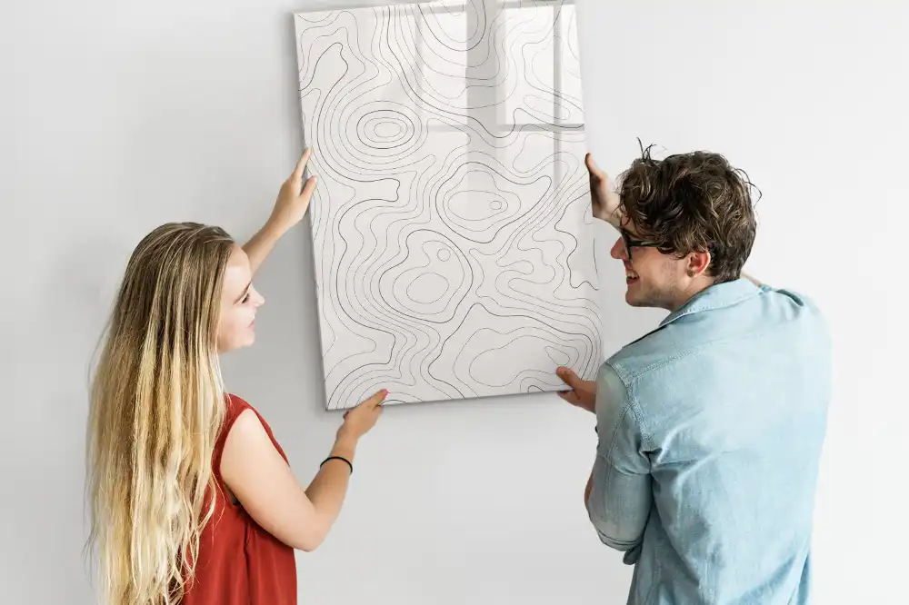 Tablă magnetică cu linii abstracte pentru scris