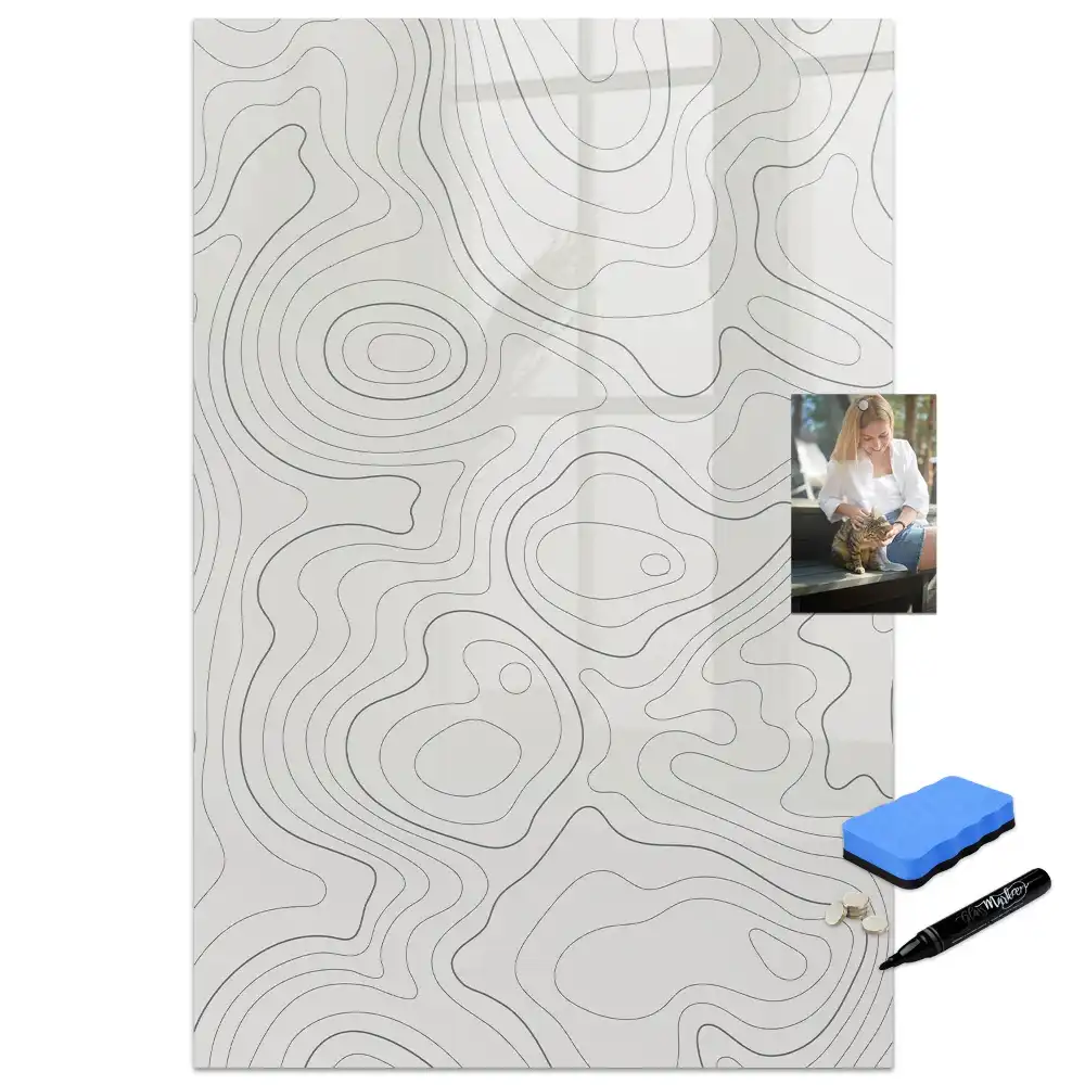 Tablă magnetică cu linii abstracte pentru scris