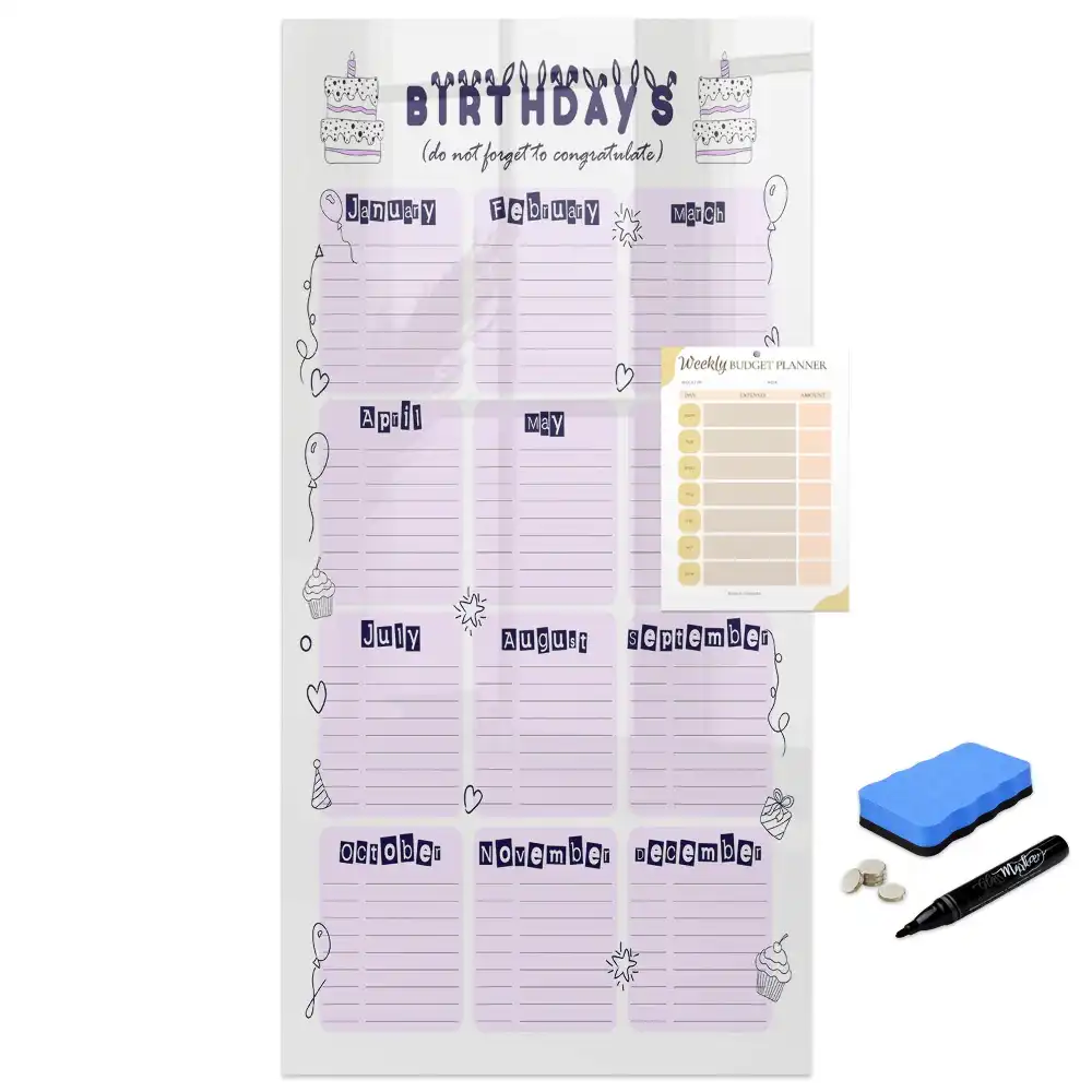Tablă magnetică de birou pentru calendarul zilelor de naștere