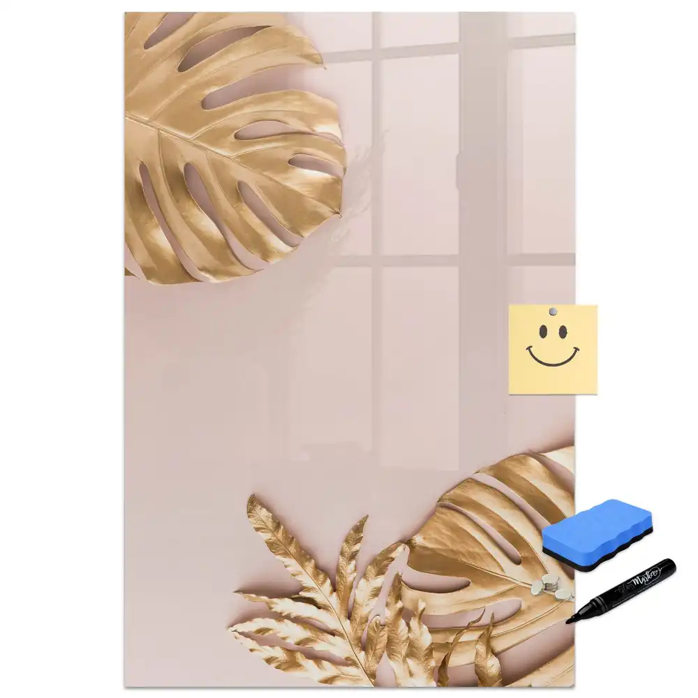 Tablă magnetică de scris cu model frunze aurii