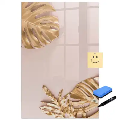 Tablă magnetică de scris cu model frunze aurii