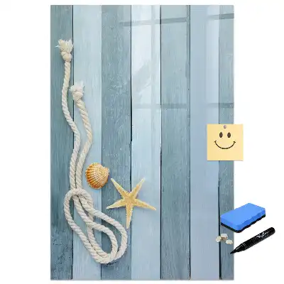 Tablă magnetică de birou cu design cu detalii marine pe scânduri