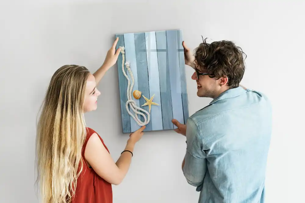 Tablă magnetică de birou cu design cu detalii marine pe scânduri