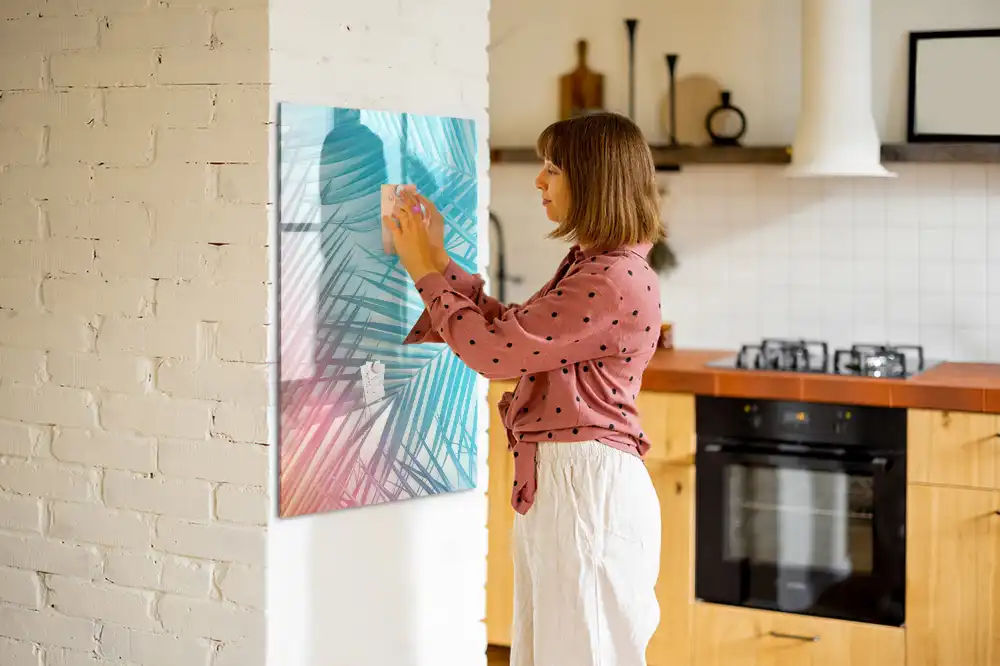 Tablă magnetică de birou cu model frunză de palmier
