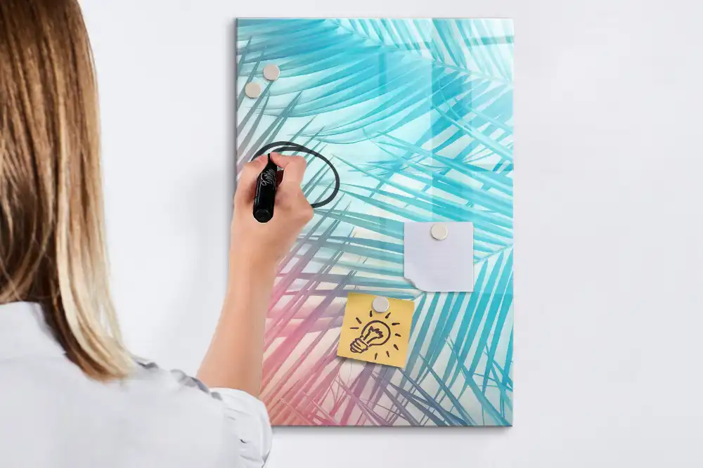 Tablă magnetică de birou cu model frunză de palmier