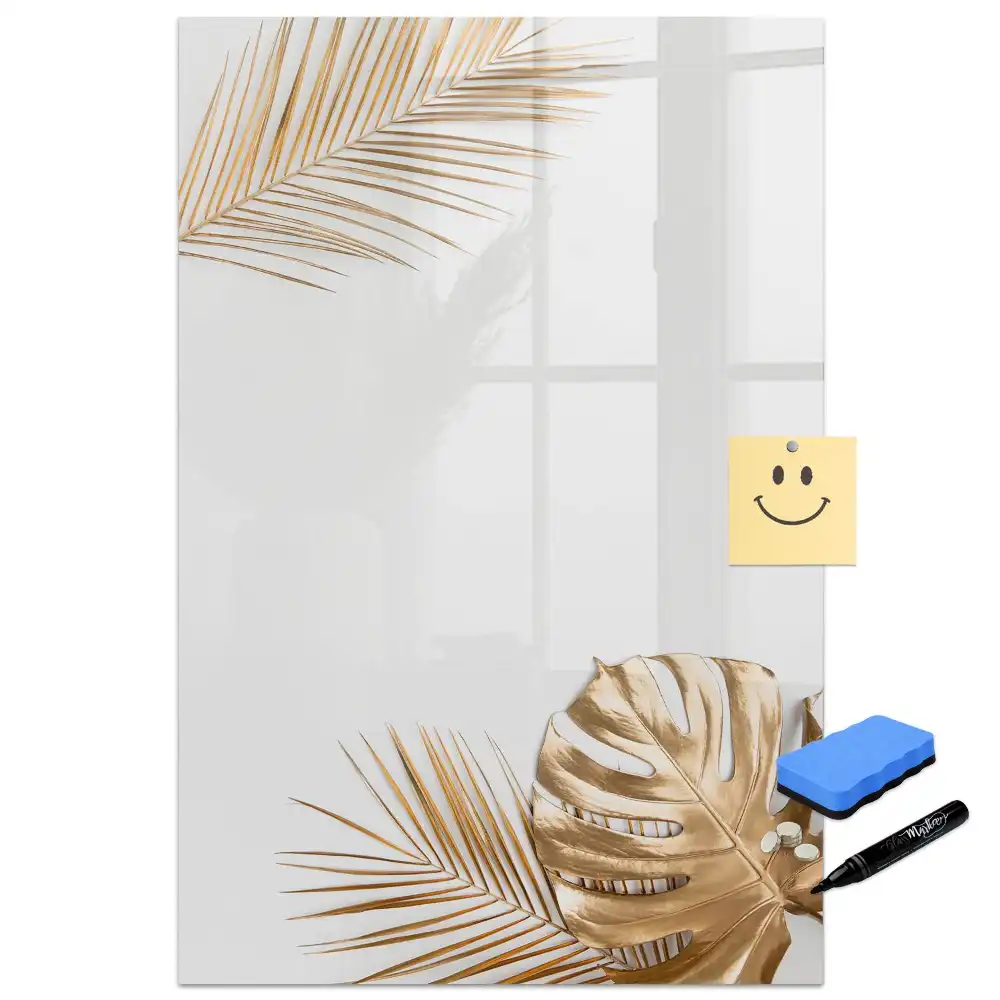 Tablă magnetică pentru birou cu model cu frunze aurite