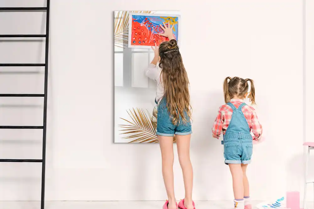 Tablă magnetică pentru birou cu model cu frunze aurite