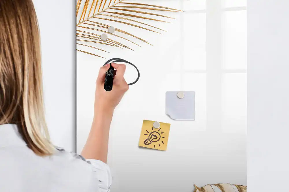 Tablă magnetică pentru birou cu model cu frunze aurite