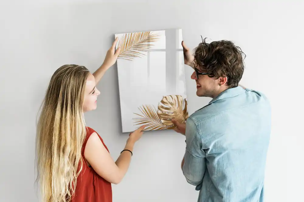 Tablă magnetică pentru birou cu model cu frunze aurite