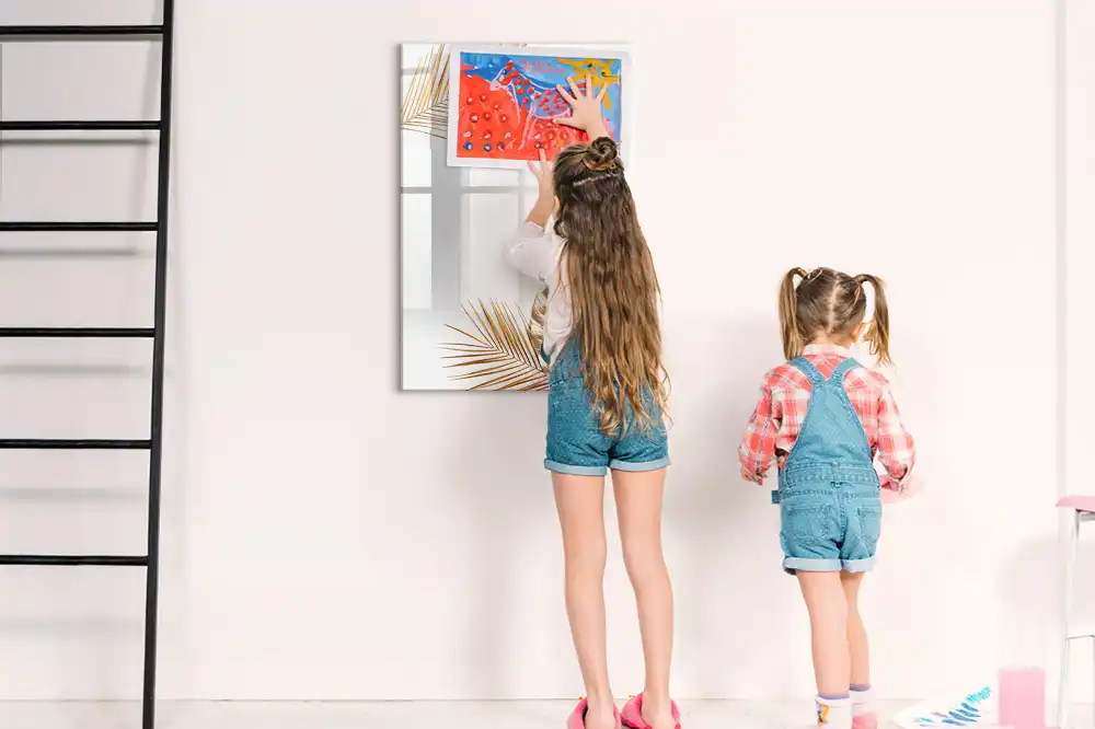 Tablă magnetică pentru birou cu model cu frunze aurite