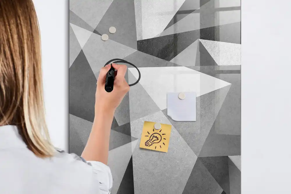 Tablă magnetică de birou cu design geometric
