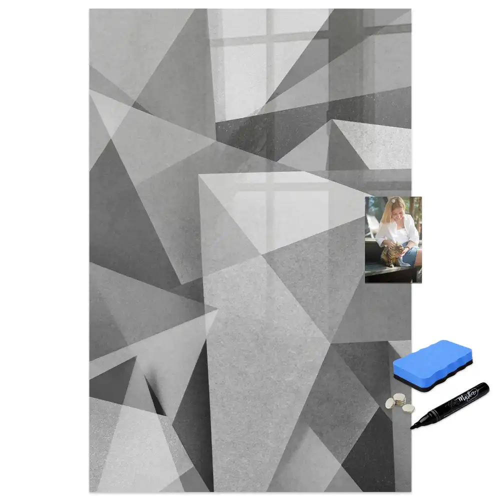 Tablă magnetică de birou cu design geometric