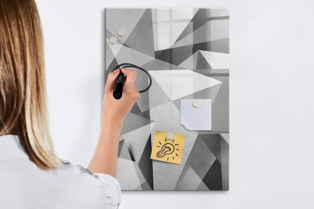 Tablă magnetică de birou cu design geometric