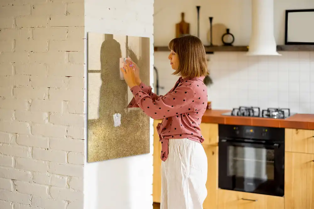 Tablă magnetică de perete cu finisaj din țesătură decorativă