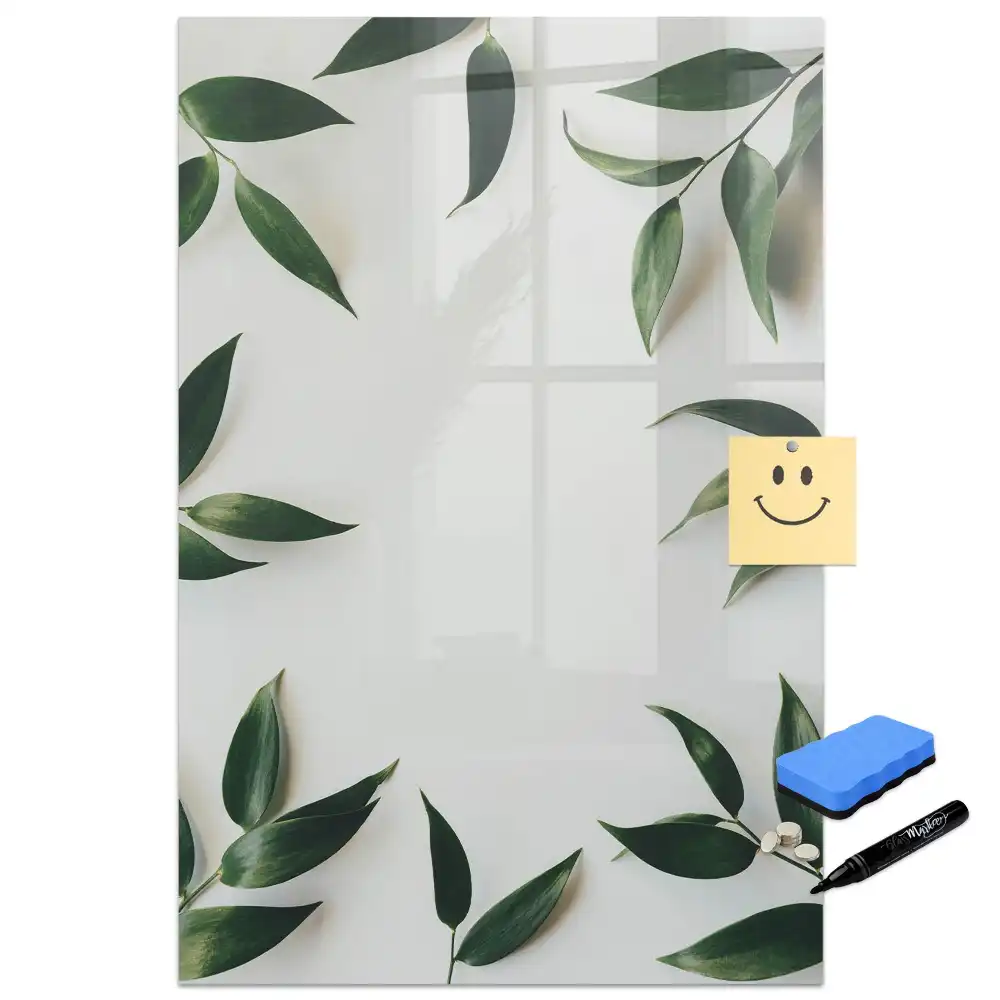 Tablă magnetică de scris cu design de coroniță din frunze verzi