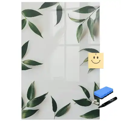 Tablă magnetică de scris cu design de coroniță din frunze verzi