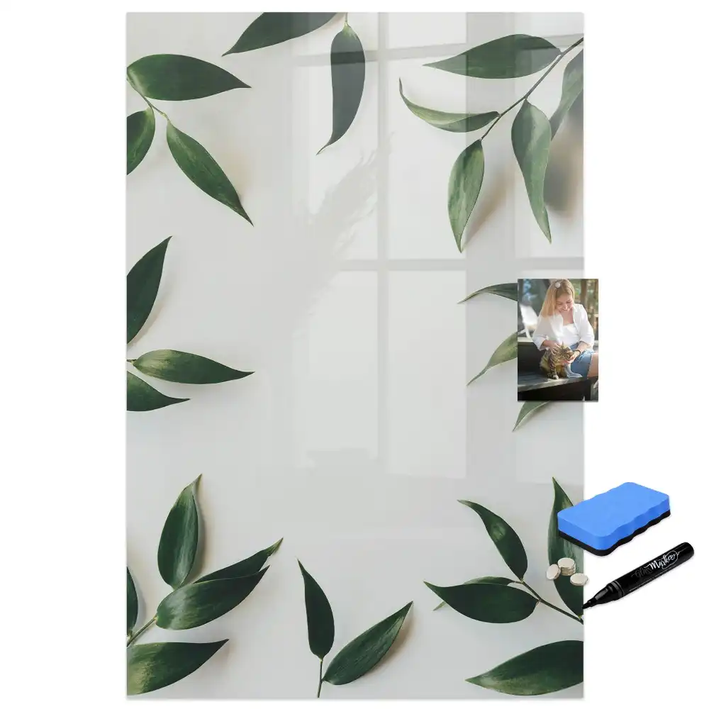 Tablă magnetică de scris cu design de coroniță din frunze verzi