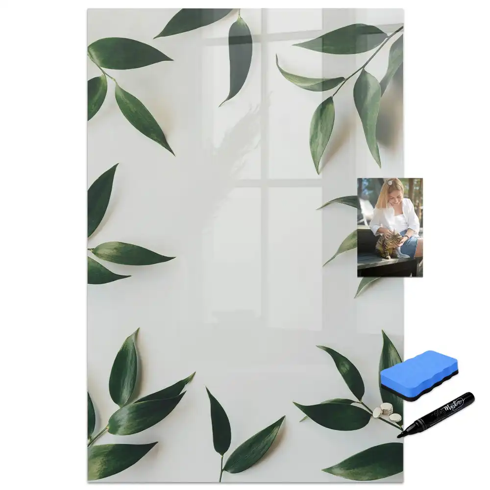 Tablă magnetică de scris cu design de coroniță din frunze verzi