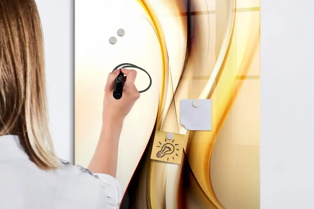 Tablă magnetică de scris cu model abstract auriu