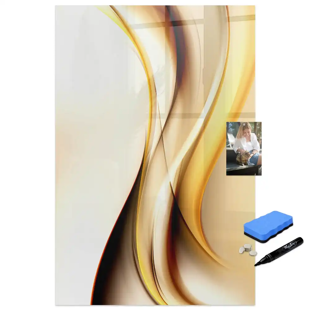 Tablă magnetică de scris cu model abstract auriu