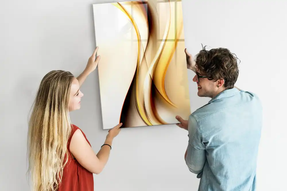 Tablă magnetică de scris cu model abstract auriu