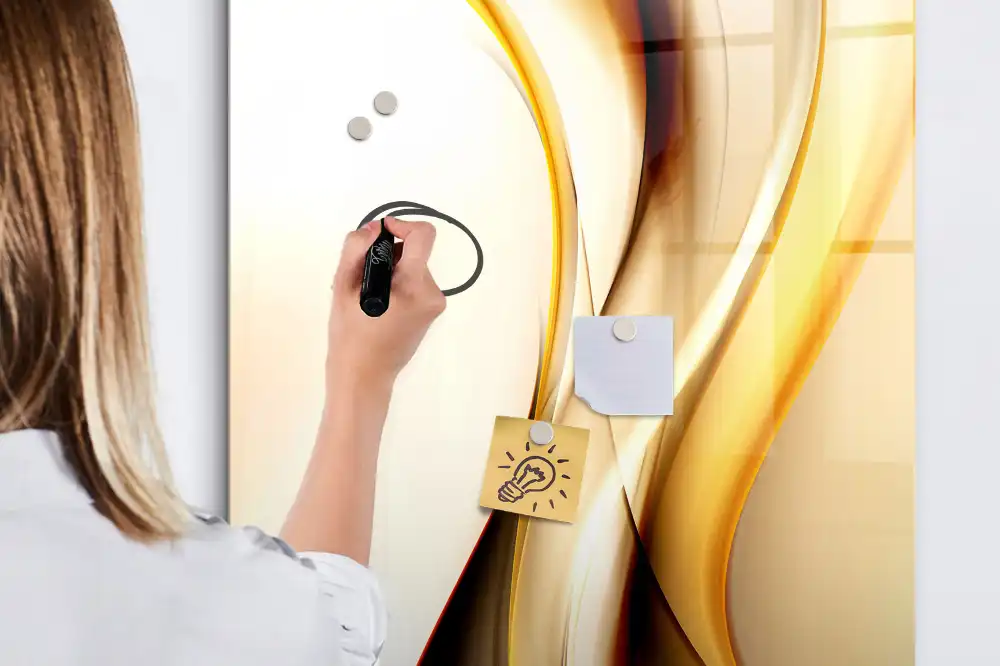 Tablă magnetică de scris cu model abstract auriu
