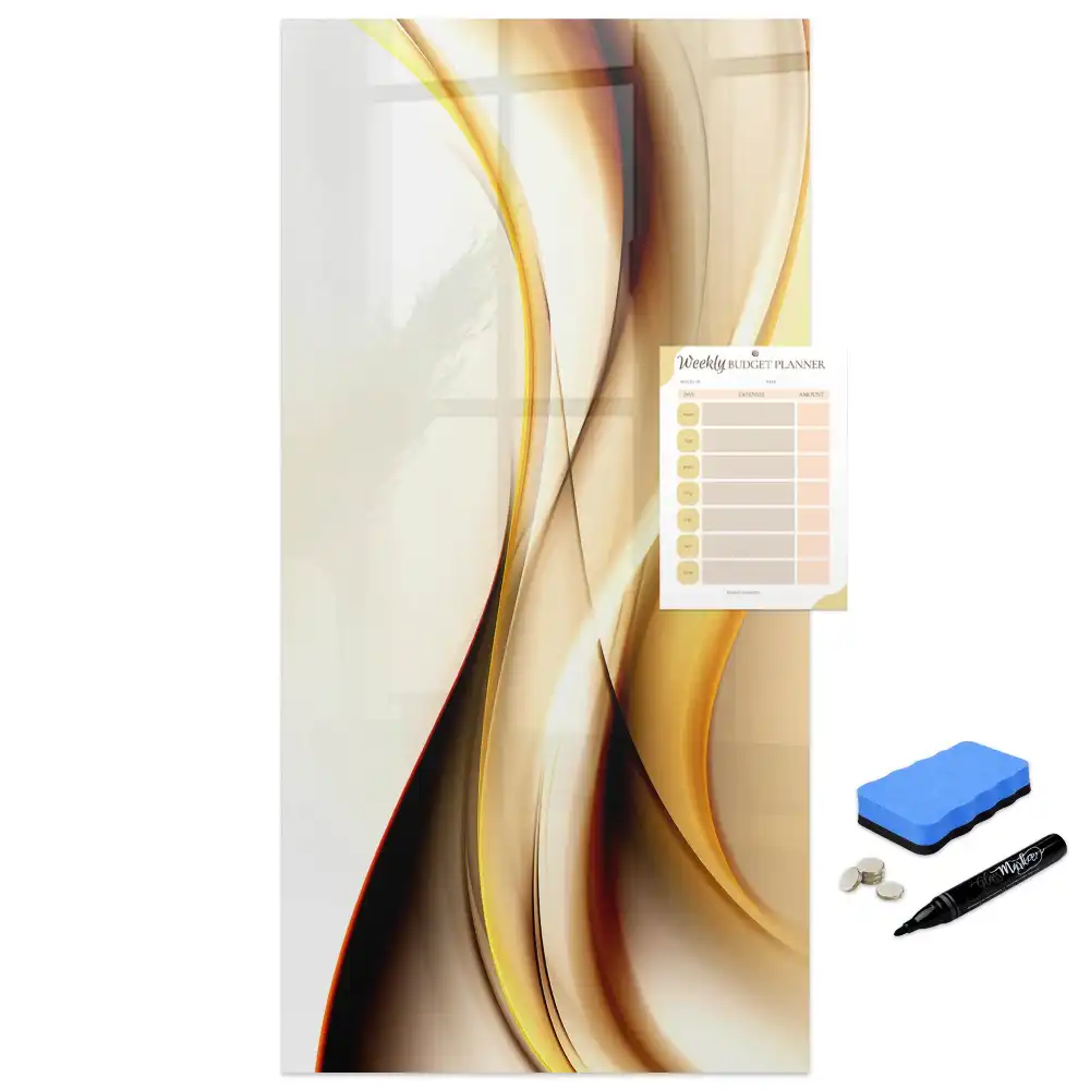 Tablă magnetică de scris cu model abstract auriu