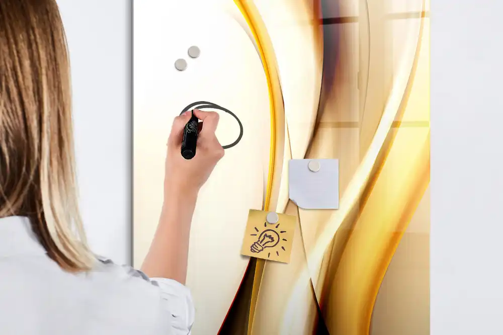 Tablă magnetică de scris cu model abstract auriu