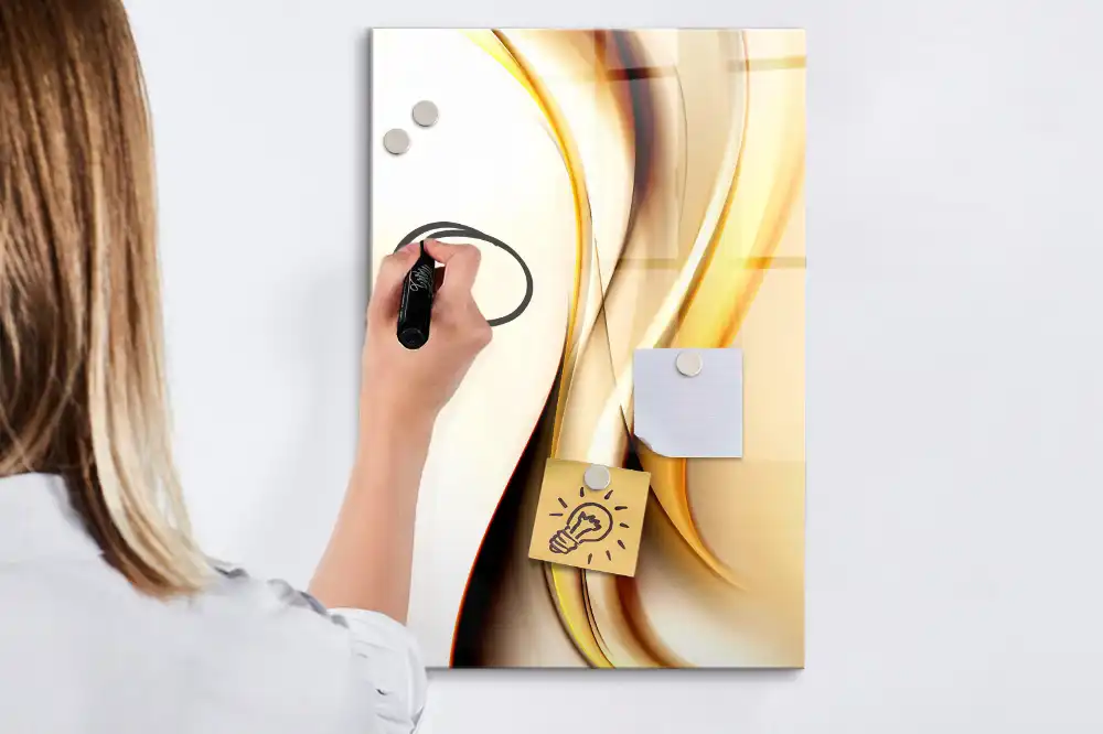 Tablă magnetică de scris cu model abstract auriu