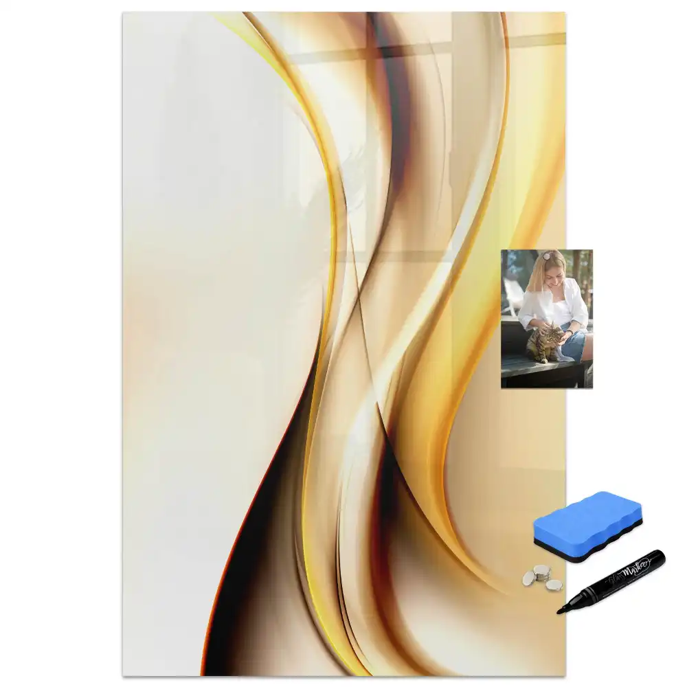 Tablă magnetică de scris cu model abstract auriu