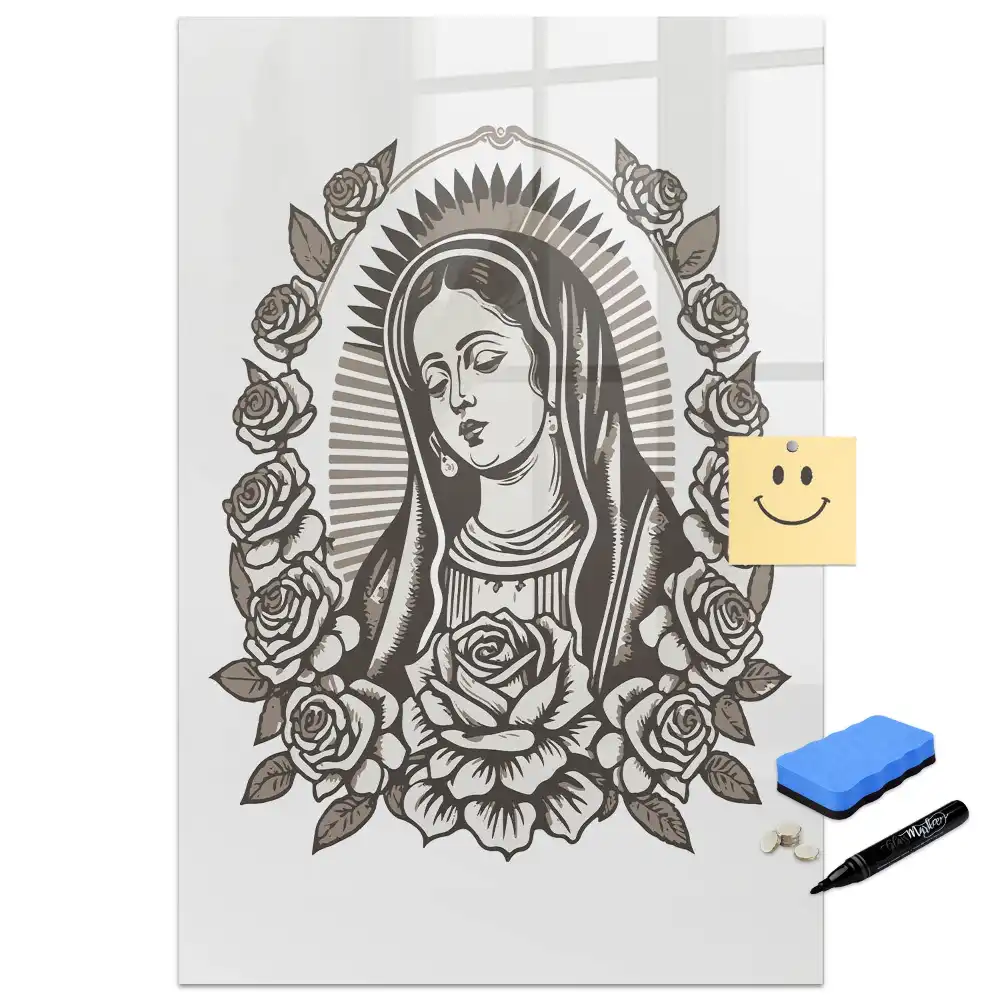 Tablă magnetică de birou cu imaginea Fecioarei de la Guadalupe