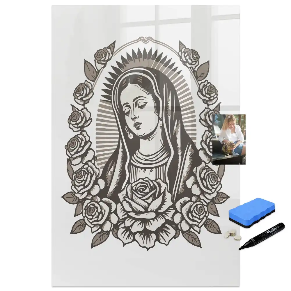 Tablă magnetică de birou cu imaginea Fecioarei de la Guadalupe
