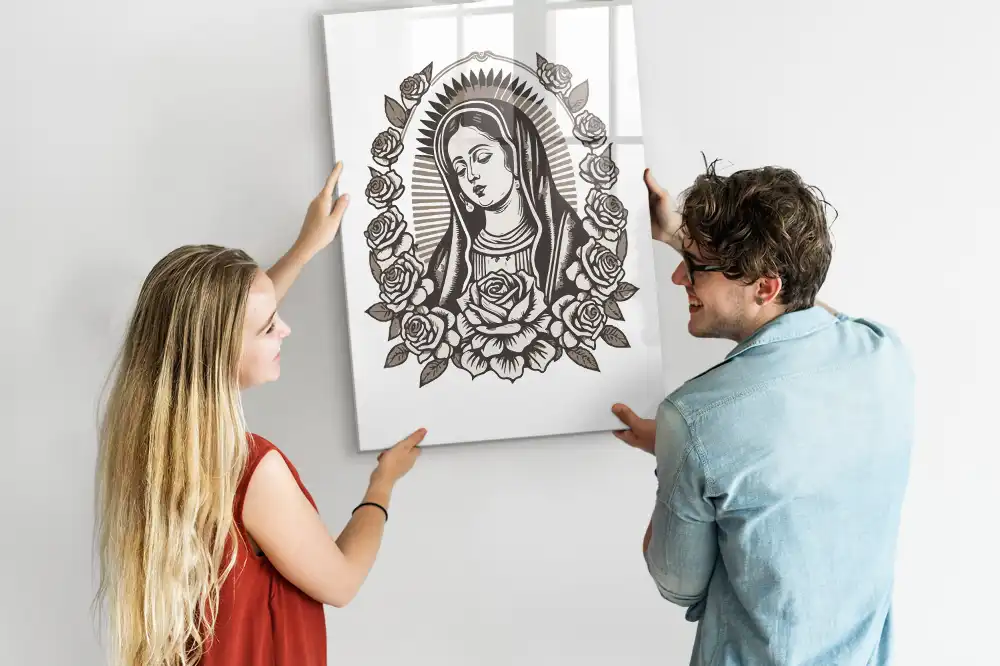 Tablă magnetică de birou cu imaginea Fecioarei de la Guadalupe