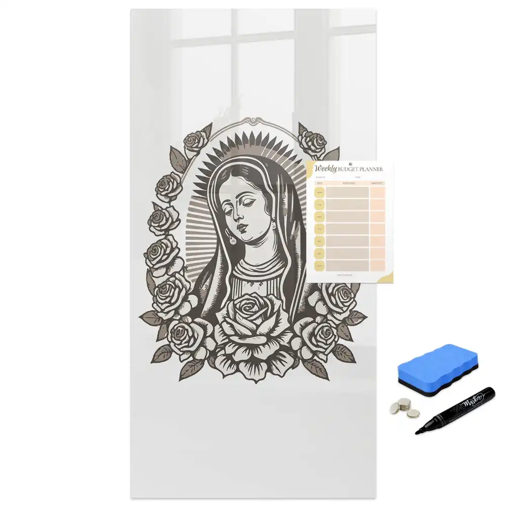 Tablă magnetică de birou cu imaginea Fecioarei de la Guadalupe