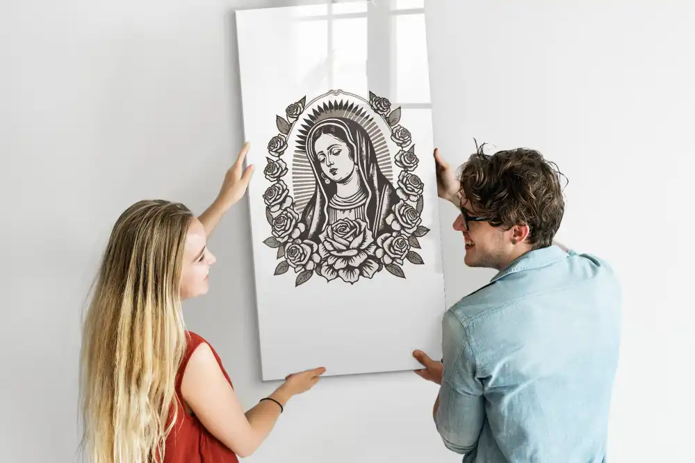Tablă magnetică de birou cu imaginea Fecioarei de la Guadalupe