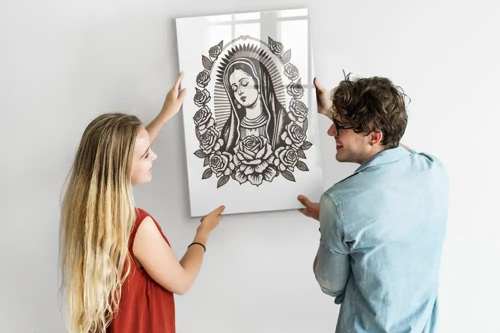 Tablă magnetică de birou cu imaginea Fecioarei de la Guadalupe