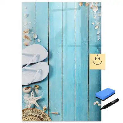Tablă magnetică de perete cu design punte de plajă albastru deschis