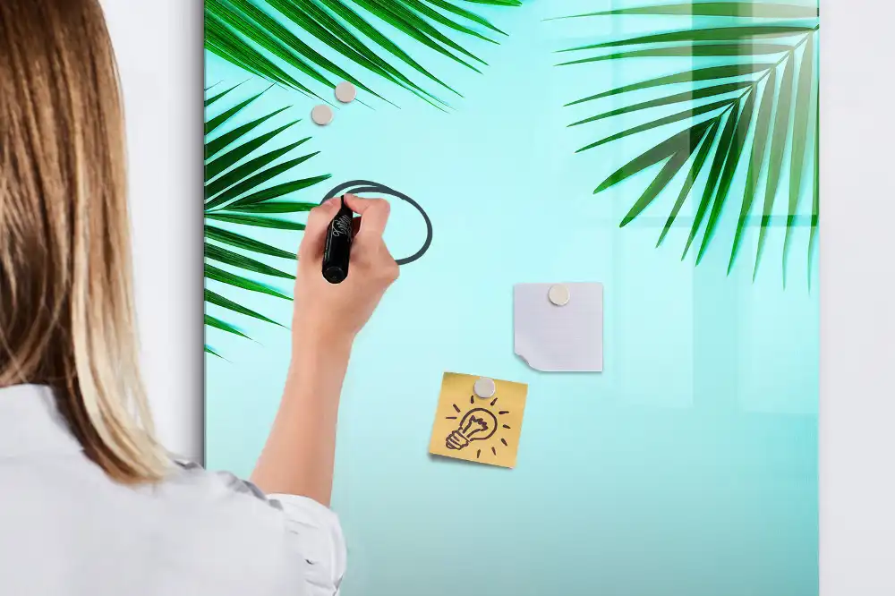 Tablă magnetică de birou cu model frunze de palmier