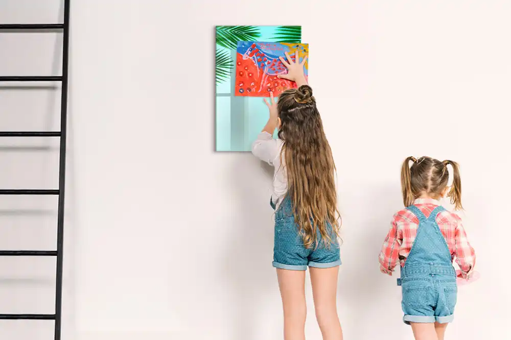Tablă magnetică de birou cu model frunze de palmier