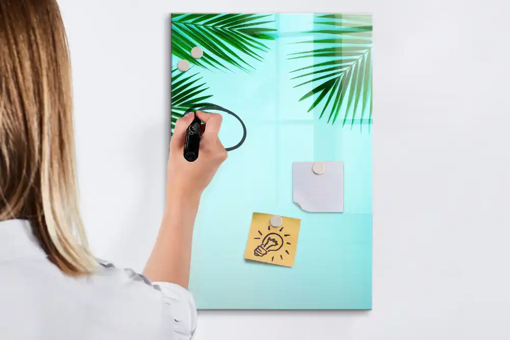 Tablă magnetică de birou cu model frunze de palmier