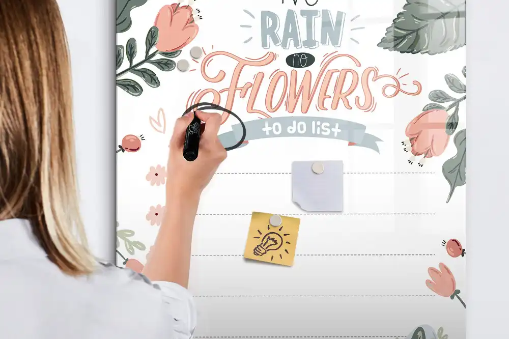 Tablă magnetică de perete cu fișă decorativă pentru sarcini