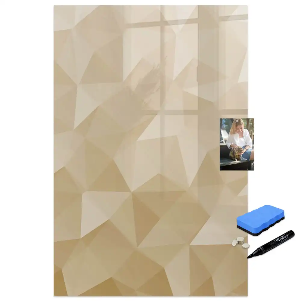Tablă magnetică pentru birou cu model cu piramide geometrice