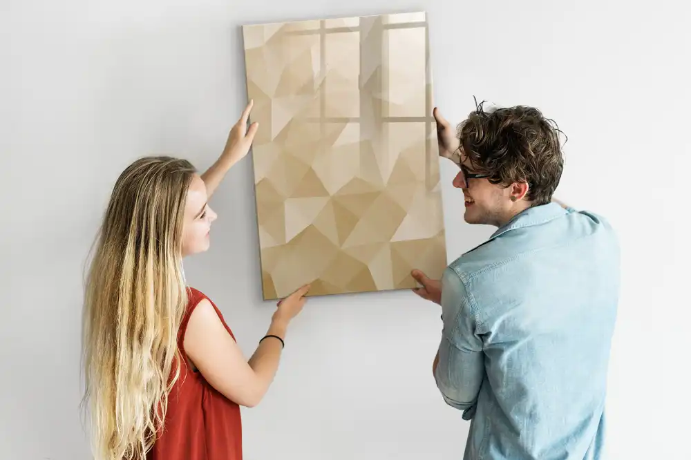 Tablă magnetică pentru birou cu model cu piramide geometrice