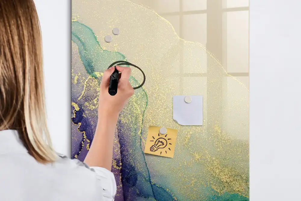 Tablă magnetică de perete cu model marmură colorată