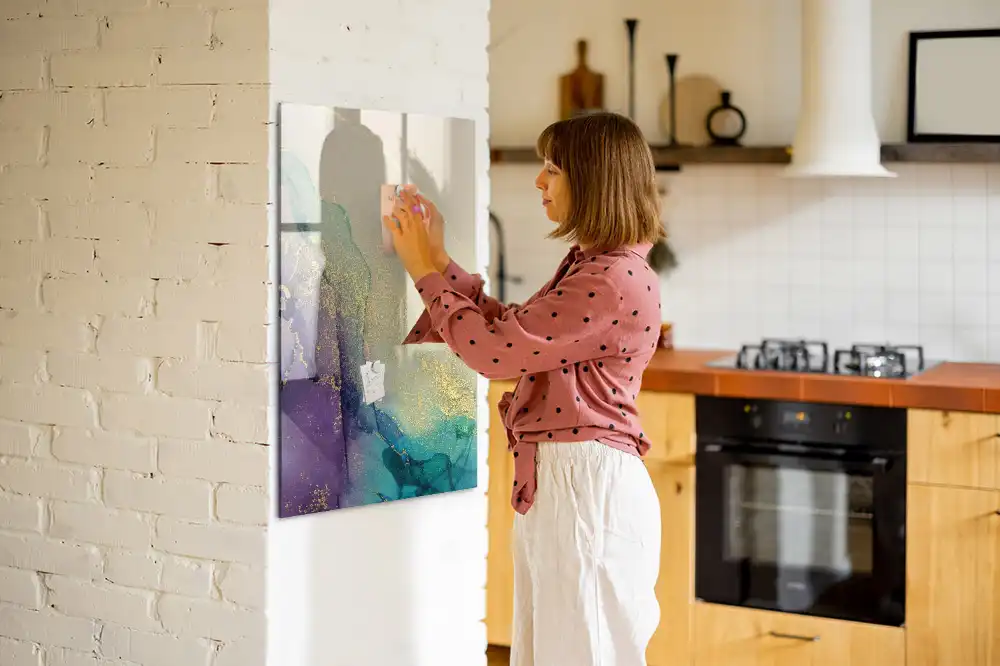 Tablă magnetică de perete cu model marmură colorată