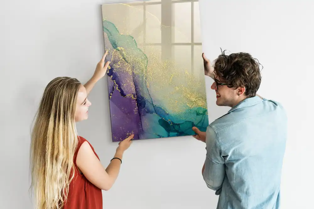 Tablă magnetică de perete cu model marmură colorată