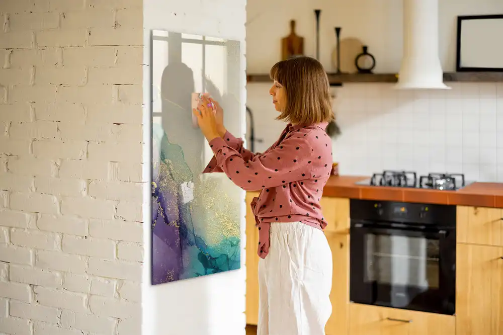 Tablă magnetică de perete cu model marmură colorată
