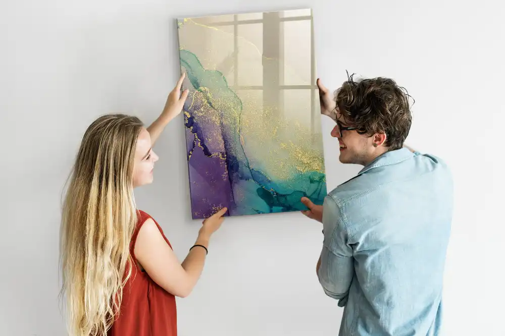 Tablă magnetică de perete cu model marmură colorată
