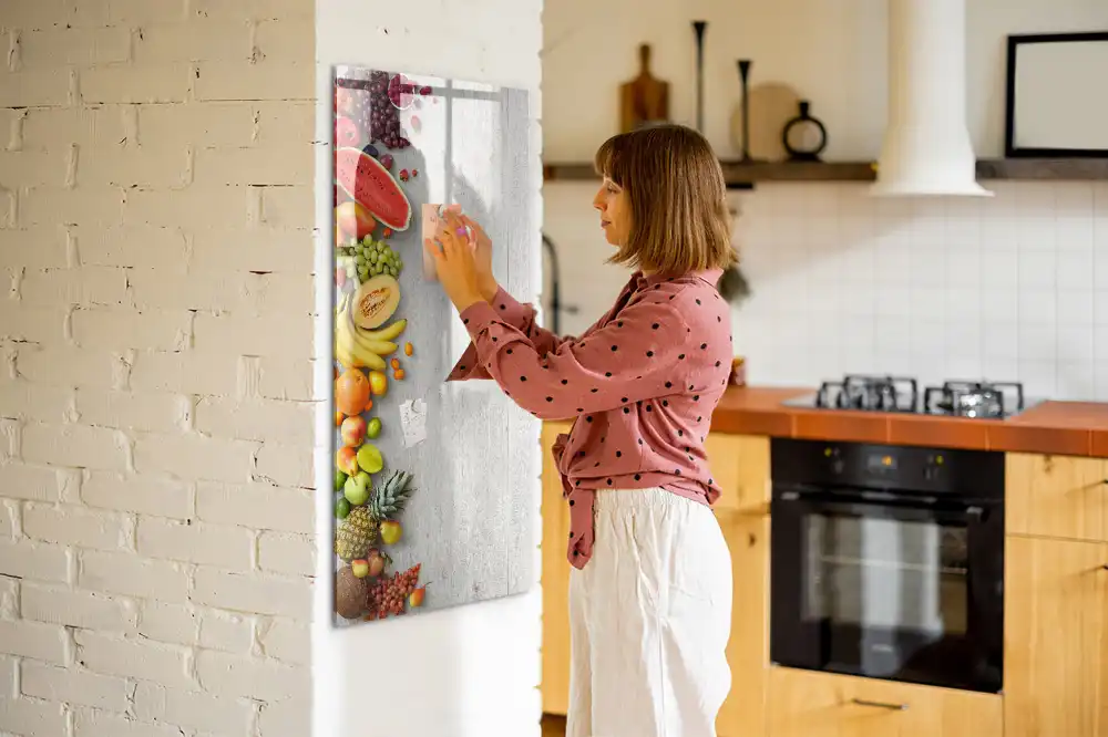 Tablă magnetică de birou cu design rustic din lemn